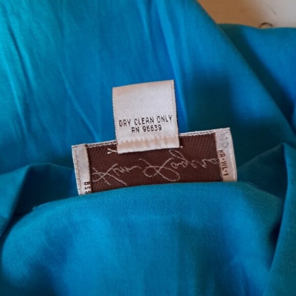 Kim Rogers Turquoise Short Sleeved Silk & Cotton Embroidered Blouse Size Medium - Picture 7 of 8